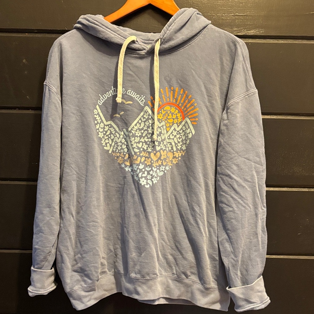 Comfort Colors Gray Hoodie with Cream Drawstrings